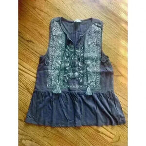Lucky Brand top with embroidery